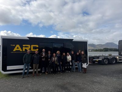 The group in front of the ARC - Aquaculture Remote Classroom